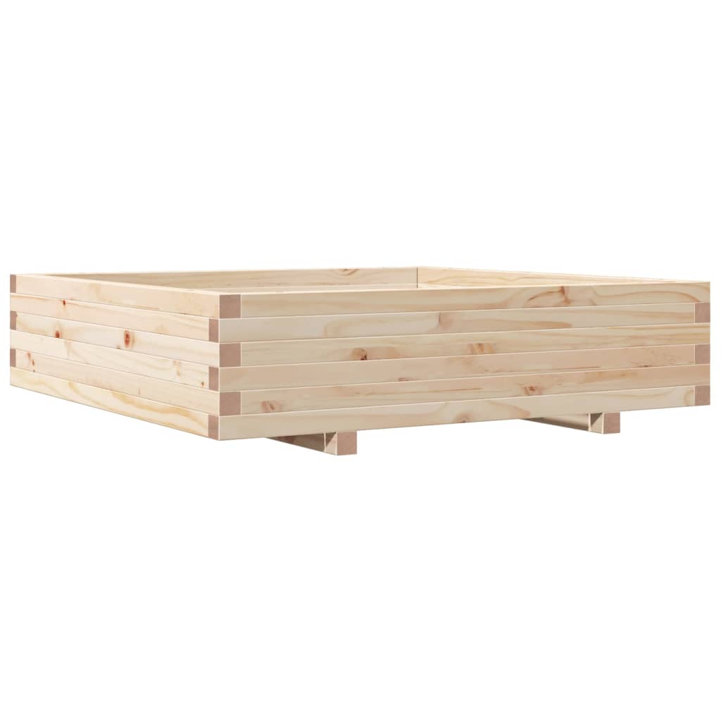 Fioriera Da Giardino 100X100X26,5 Cm In Legno Massello Di Pino Cera Marrone