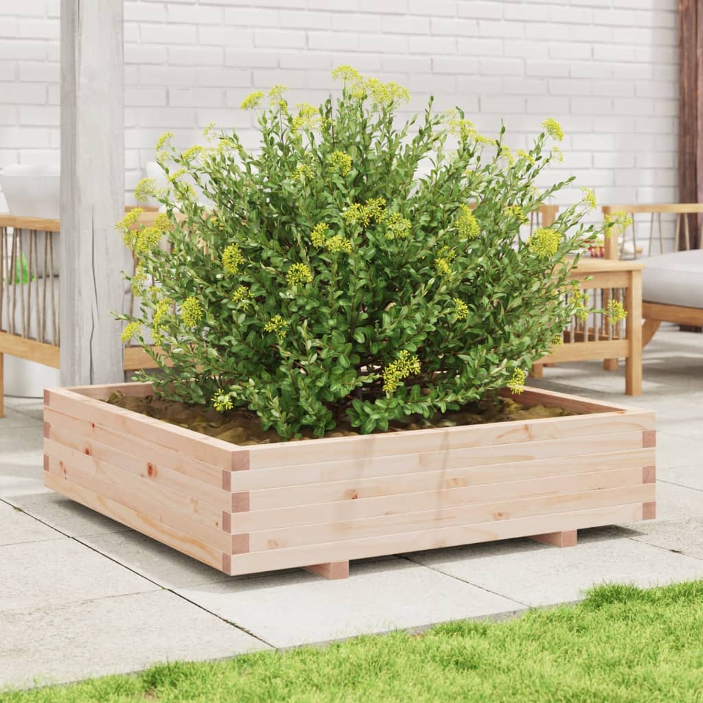 Fioriera Da Giardino 100X100X26,5 Cm In Legno Massello Di Pino Cera Marrone