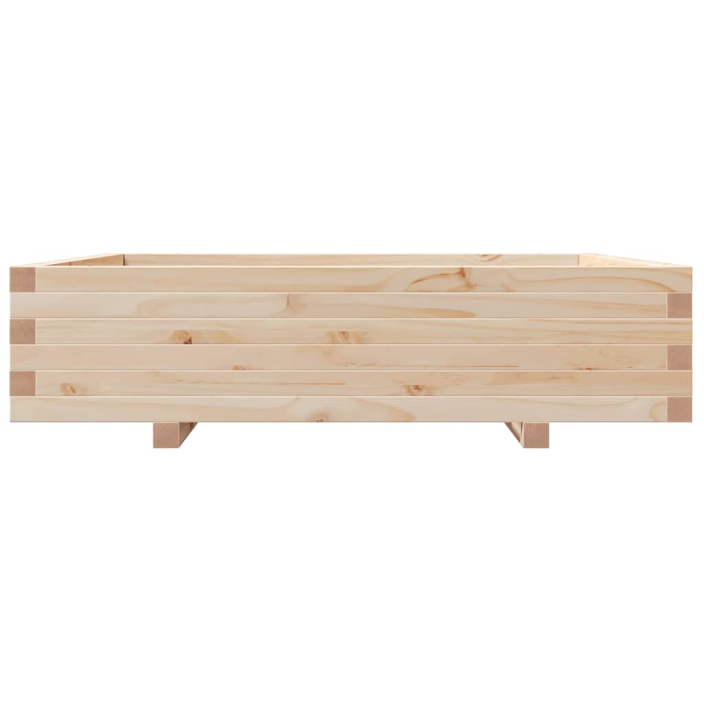 Fioriera Da Giardino 100X100X26,5 Cm In Legno Massello Di Pino Cera Marrone