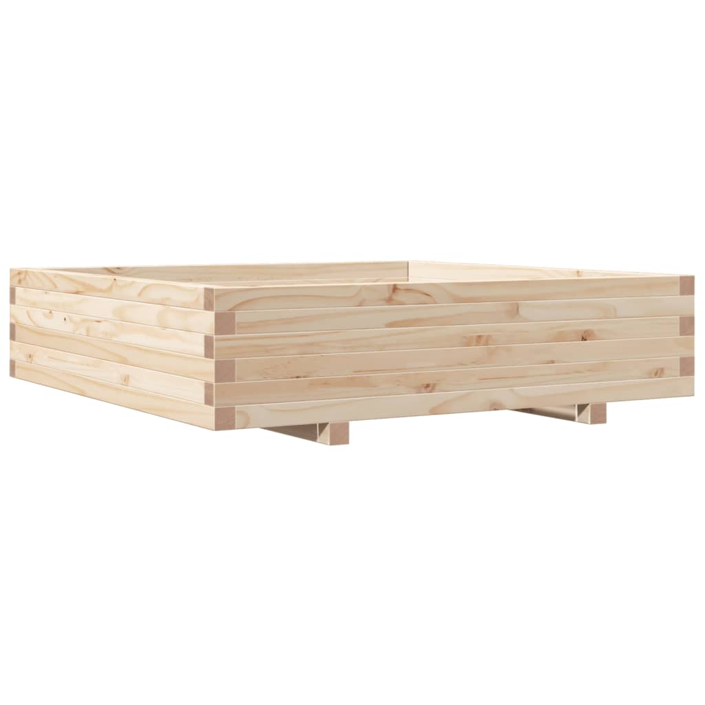 Fioriera Da Giardino 100X100X26,5 Cm In Legno Massello Di Pino Cera Marrone