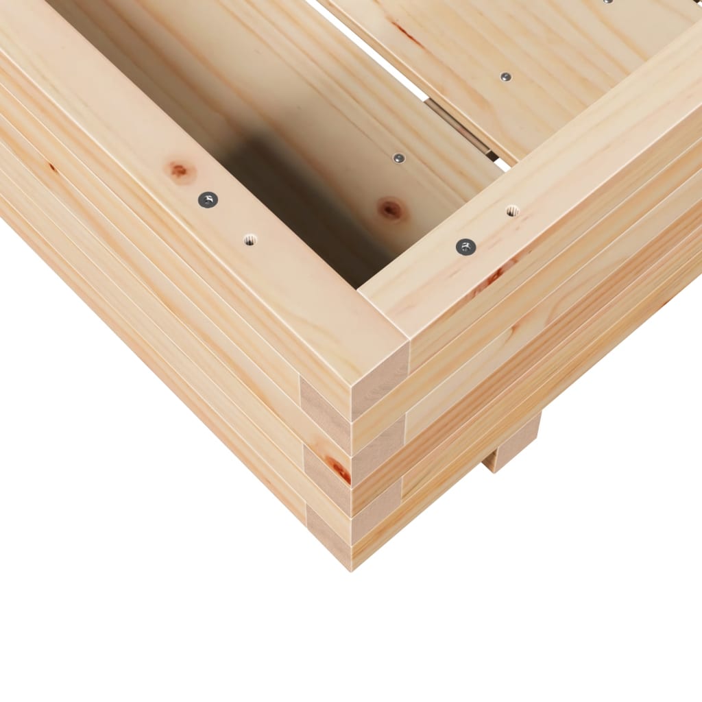 Fioriera Da Giardino 100X100X26,5 Cm In Legno Massello Di Pino Cera Marrone
