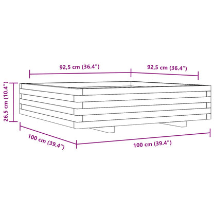 Fioriera Da Giardino 100X100X26,5 Cm In Legno Massello Di Pino Cera Marrone