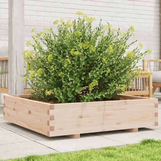 Fioriera Da Giardino 100X100X26,5 Cm In Legno Massello Di Pino Cera Marrone