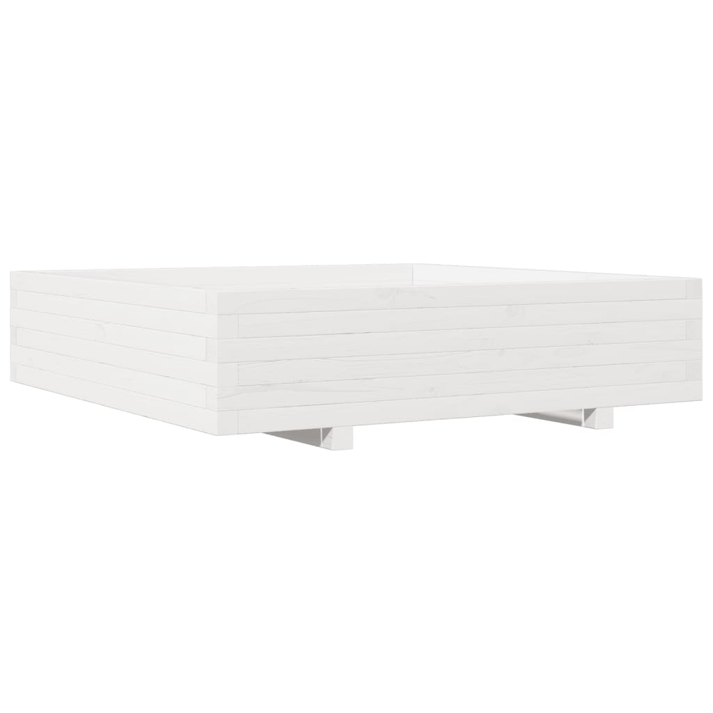 Fioriera Da Giardino Bianca 100X100X26,5Cm Legno Massello Pino Douglas Naturale