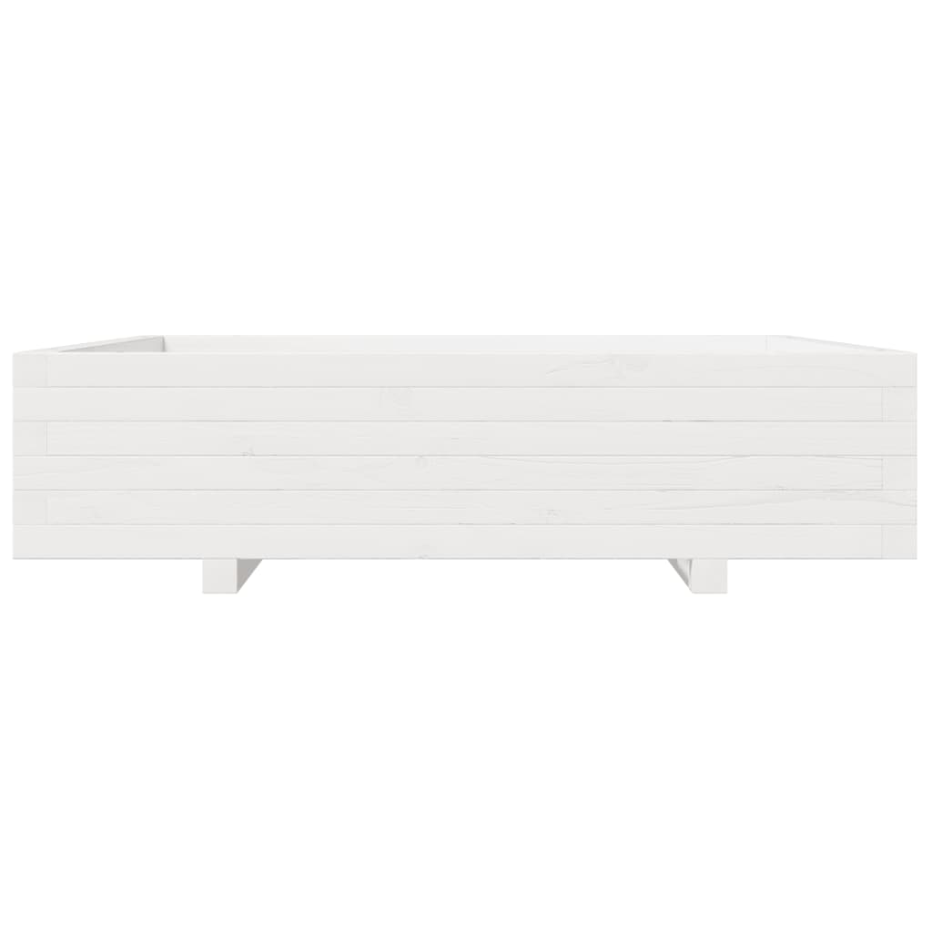 Fioriera Da Giardino Bianca 100X100X26,5Cm Legno Massello Pino Douglas Naturale