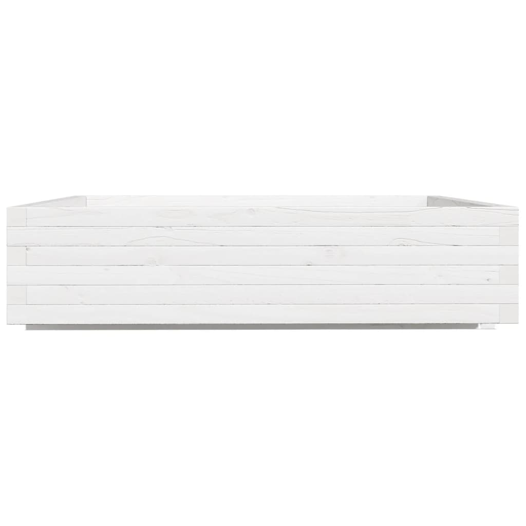 Fioriera Da Giardino Bianca 100X100X26,5Cm Legno Massello Pino Douglas Naturale