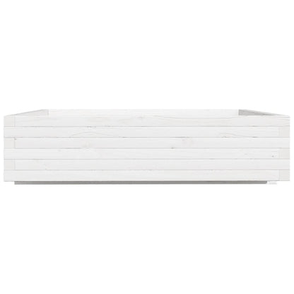 Fioriera Da Giardino Bianca 100X100X26,5Cm Legno Massello Pino Douglas Naturale