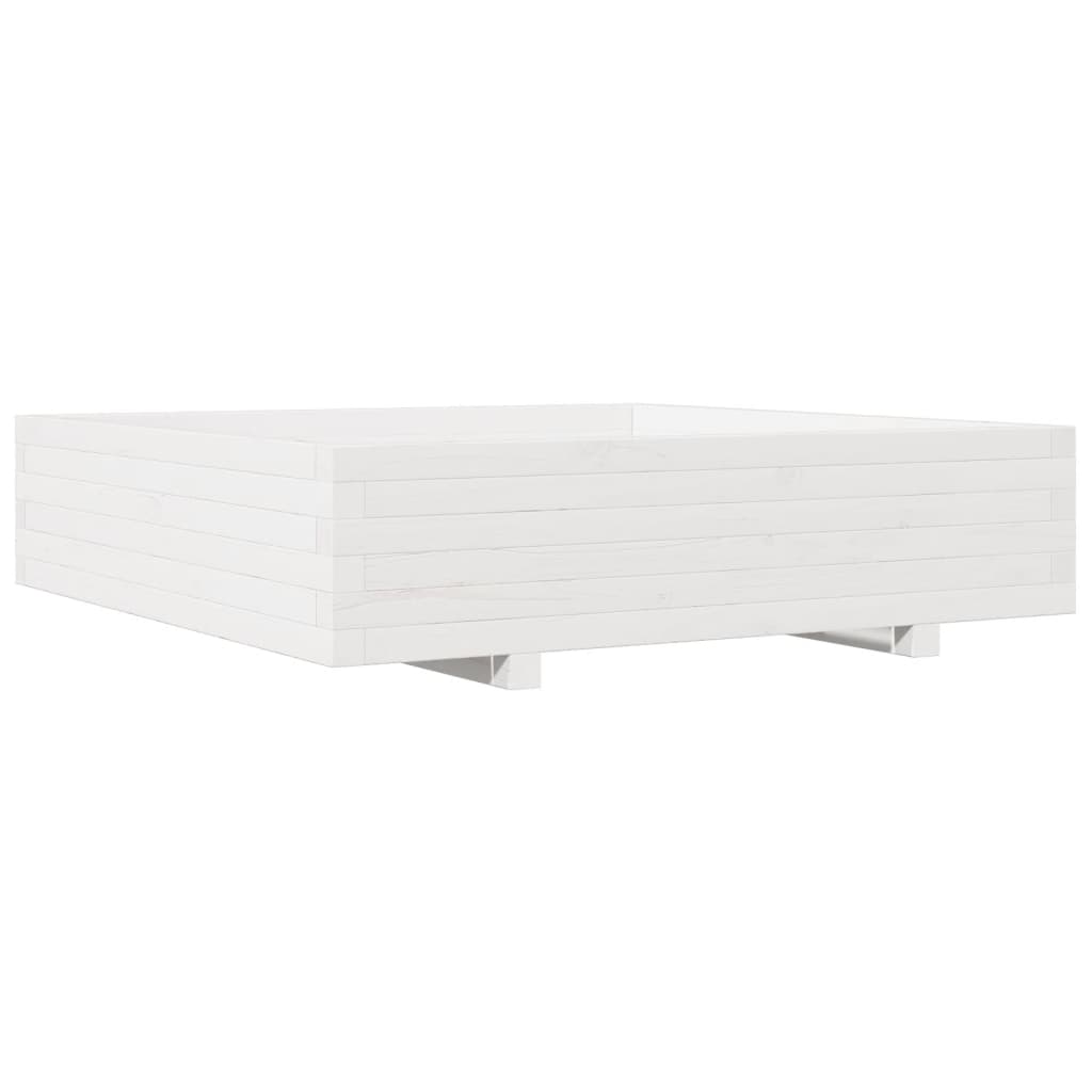 Fioriera Da Giardino Bianca 100X100X26,5Cm Legno Massello Pino Douglas Naturale