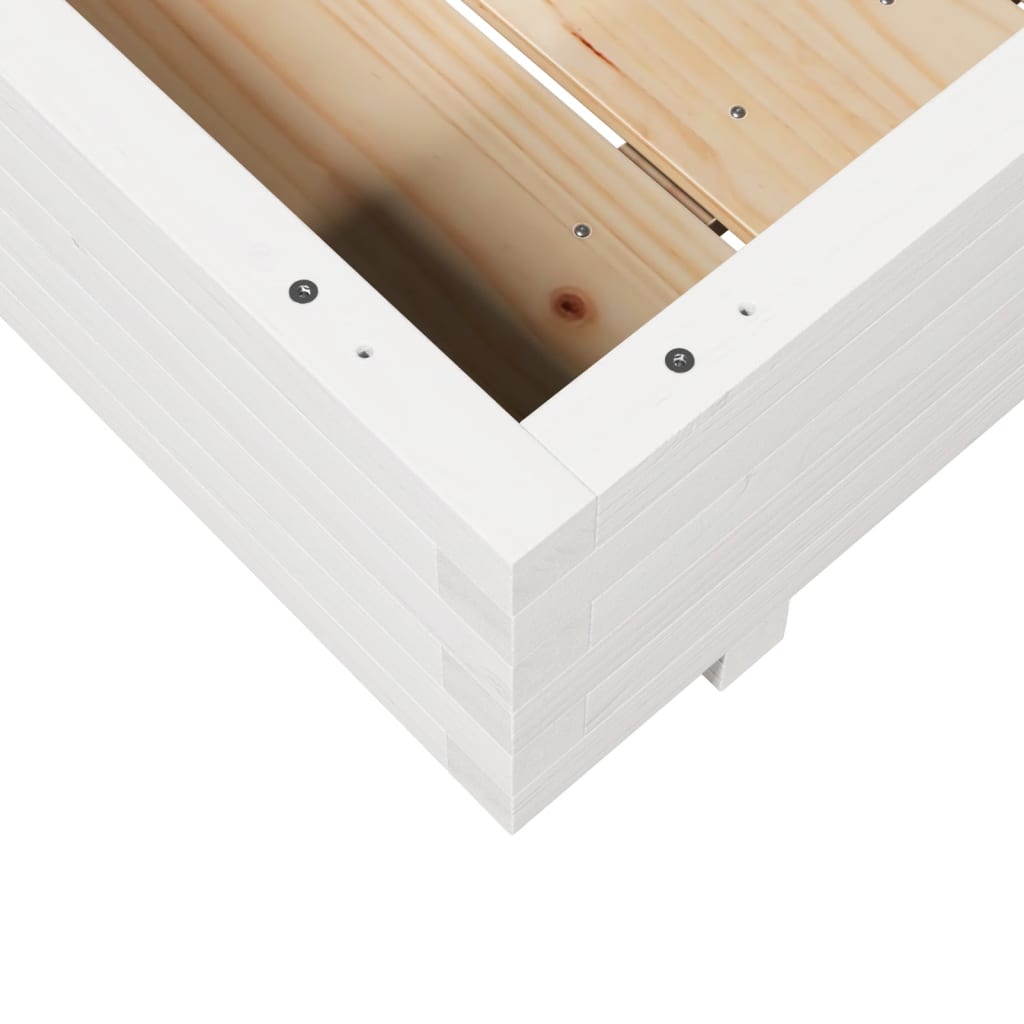 Fioriera Da Giardino Bianca 100X100X26,5Cm Legno Massello Pino Douglas Naturale