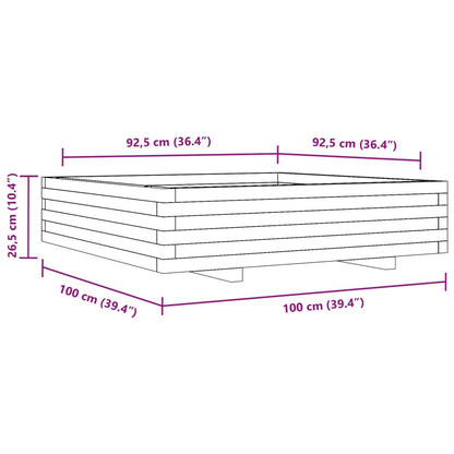 Fioriera Da Giardino Bianca 100X100X26,5Cm Legno Massello Pino Douglas Naturale