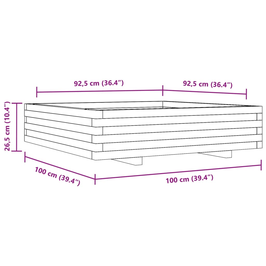 Fioriera Da Giardino 100X100X26,5 Cm Legno Massello Di Douglas Bianco