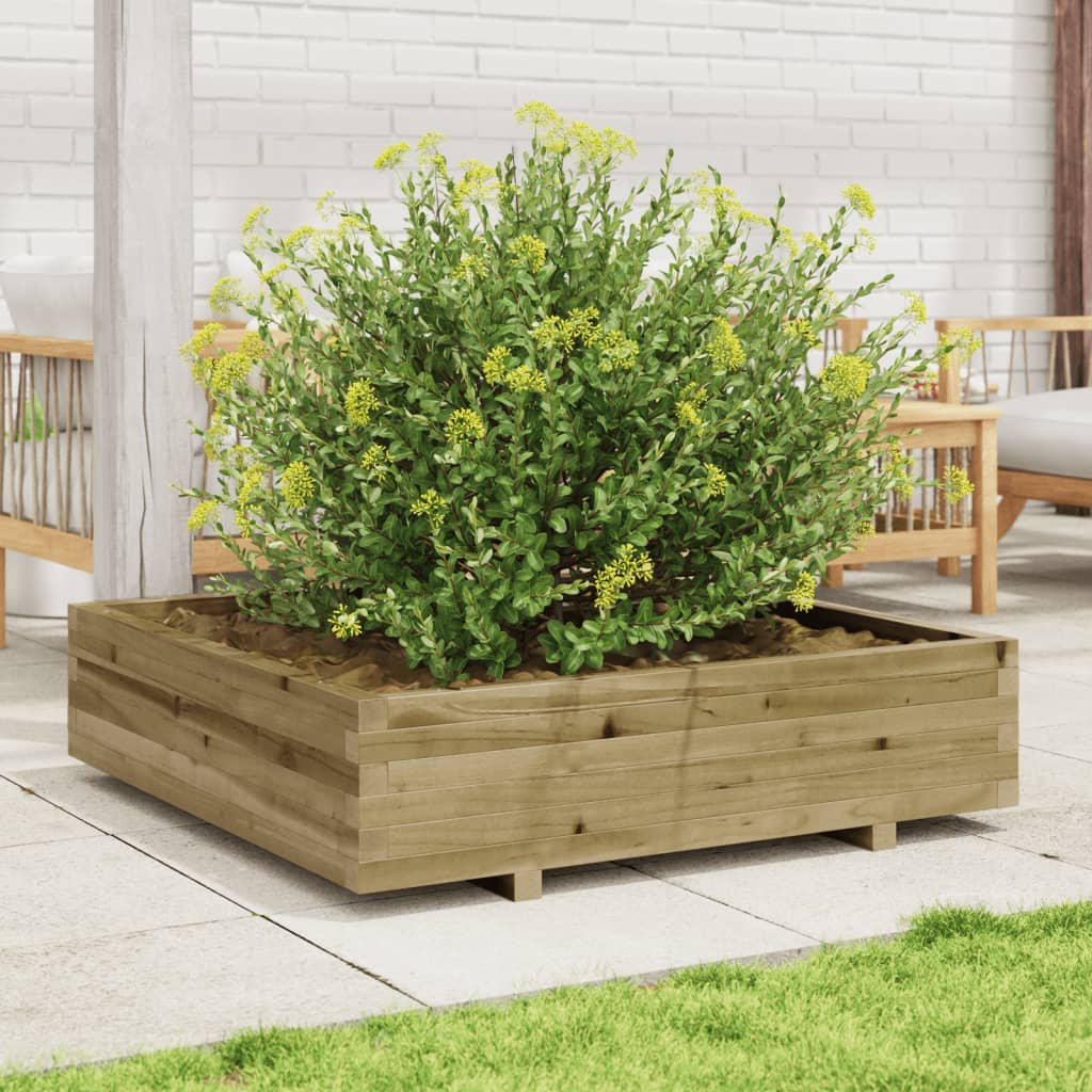 Fioriera Da Giardino 100X100X26,5 Cm Legno Di Pino Impregnato Pino Naturale
