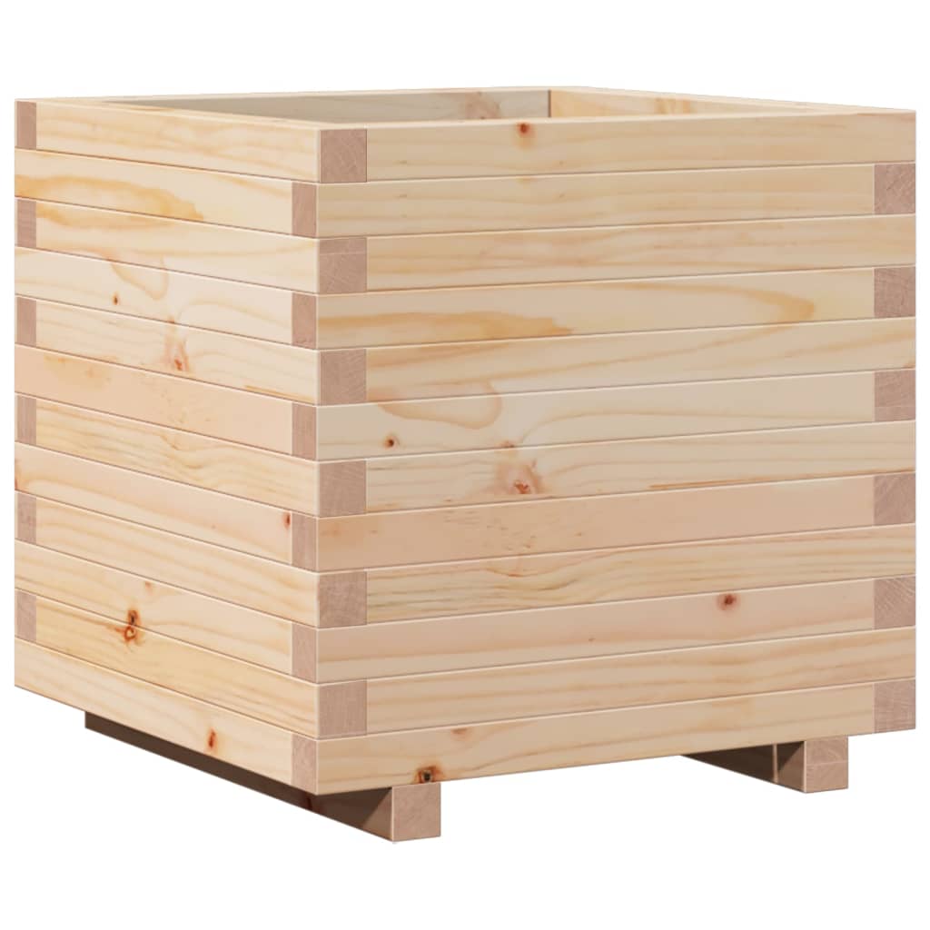 Fioriera Da Giardino 50X50X49,5 Cm In Legno Massello Di Pino Impregnato Naturale