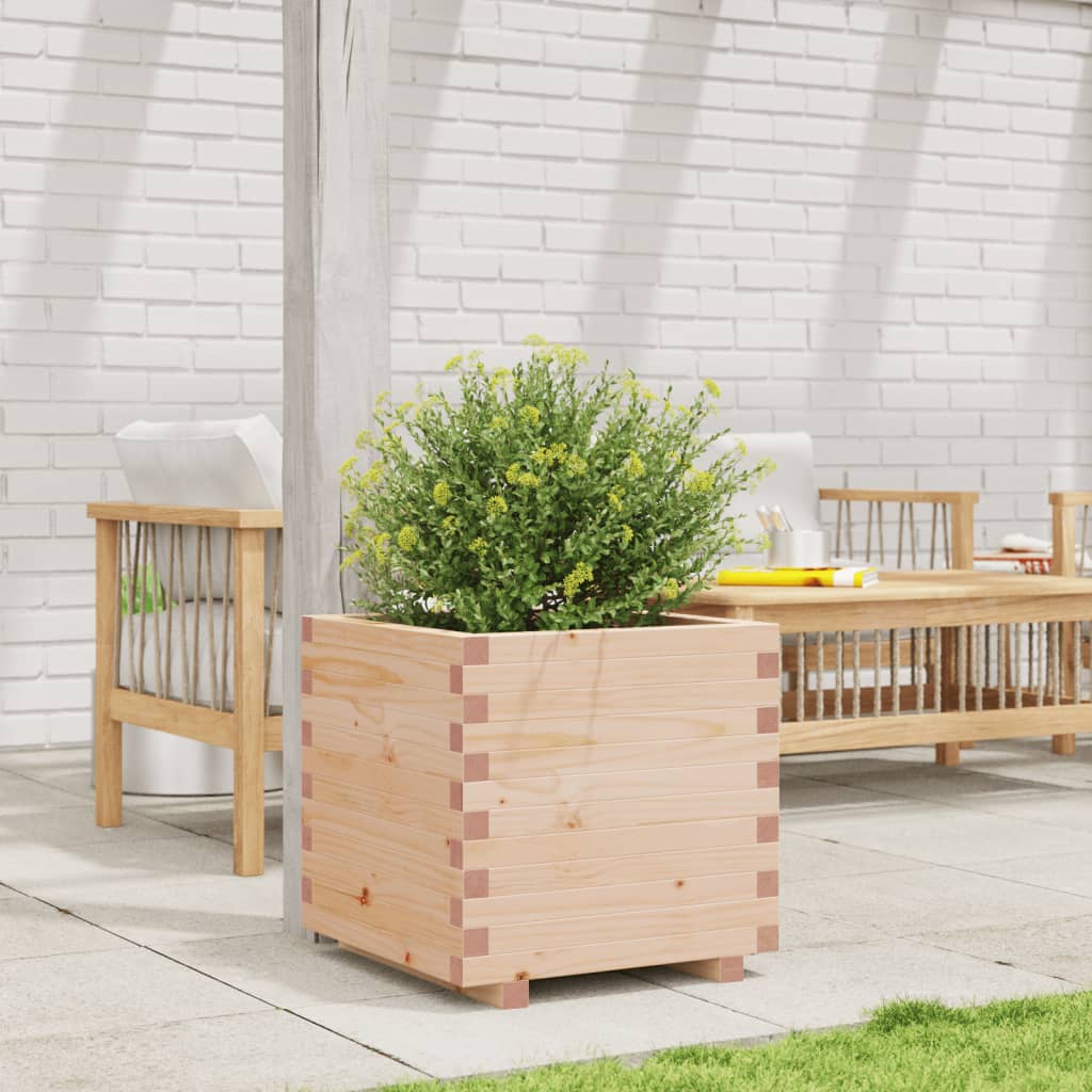 Fioriera Da Giardino 50X50X49,5 Cm In Legno Massello Di Pino Impregnato Naturale