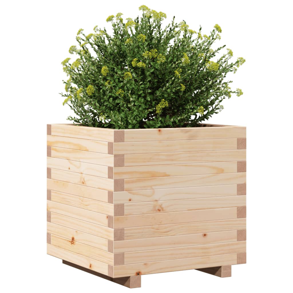 Fioriera Da Giardino 50X50X49,5 Cm In Legno Massello Di Pino Impregnato Naturale