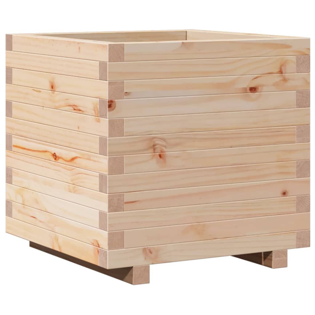 Fioriera Da Giardino 50X50X49,5 Cm In Legno Massello Di Pino Impregnato Naturale