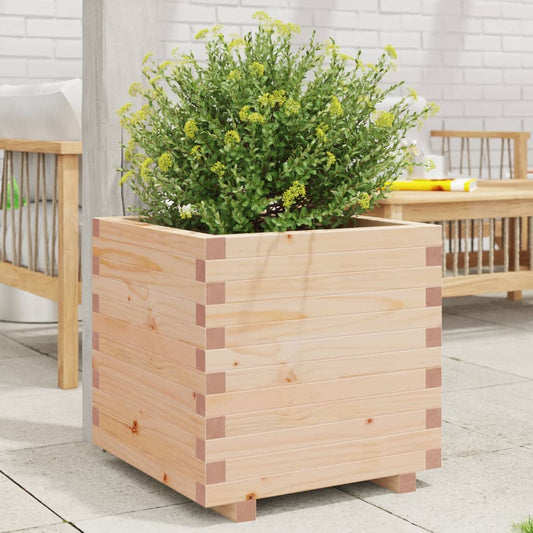 Fioriera Da Giardino 50X50X49,5 Cm In Legno Massello Di Pino Impregnato Naturale