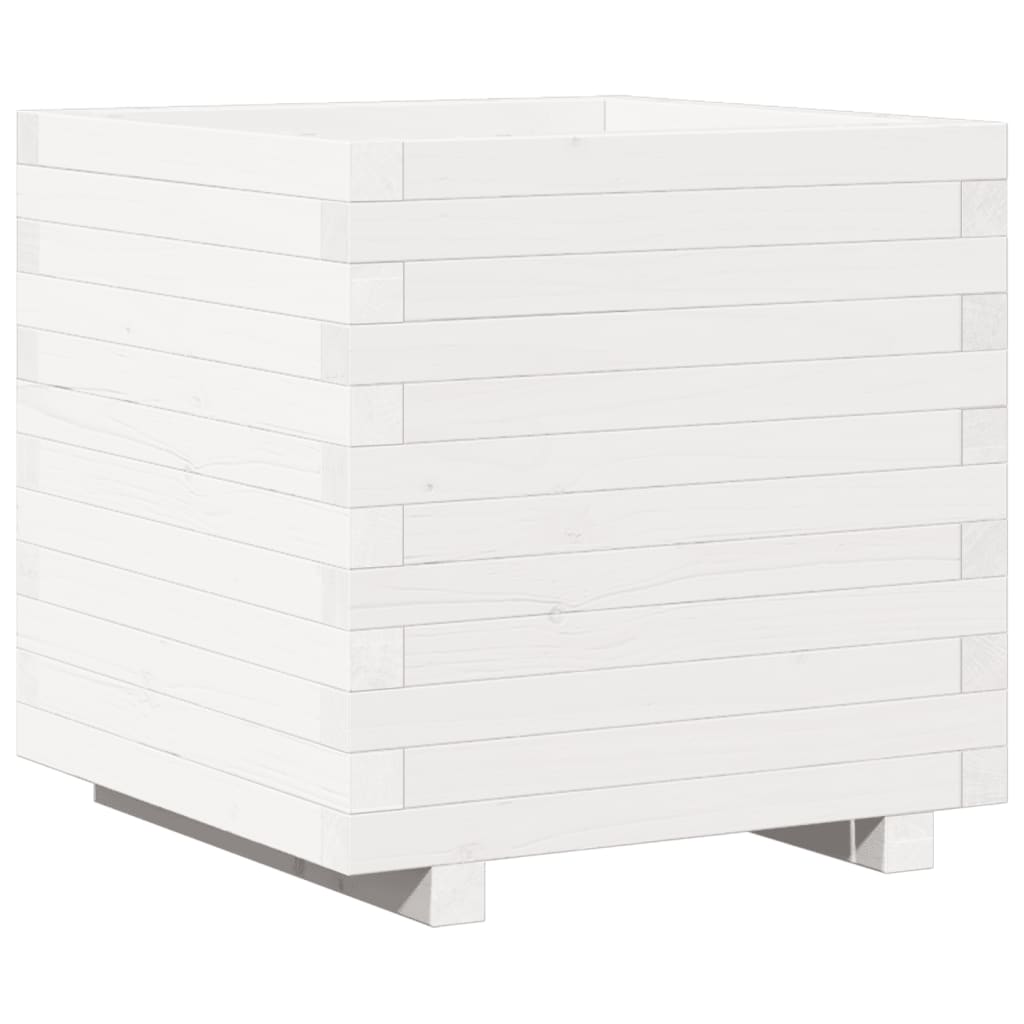 Fioriera Da Giardino Bianca 50X50X49,5Cm Legno Massello Di Pino Pino Naturale