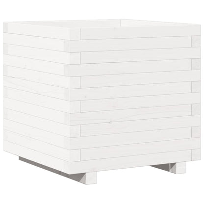 Fioriera Da Giardino Bianca 50X50X49,5Cm Legno Massello Di Pino Pino Naturale