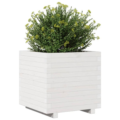 Fioriera Da Giardino Bianca 50X50X49,5Cm Legno Massello Di Pino Pino Naturale