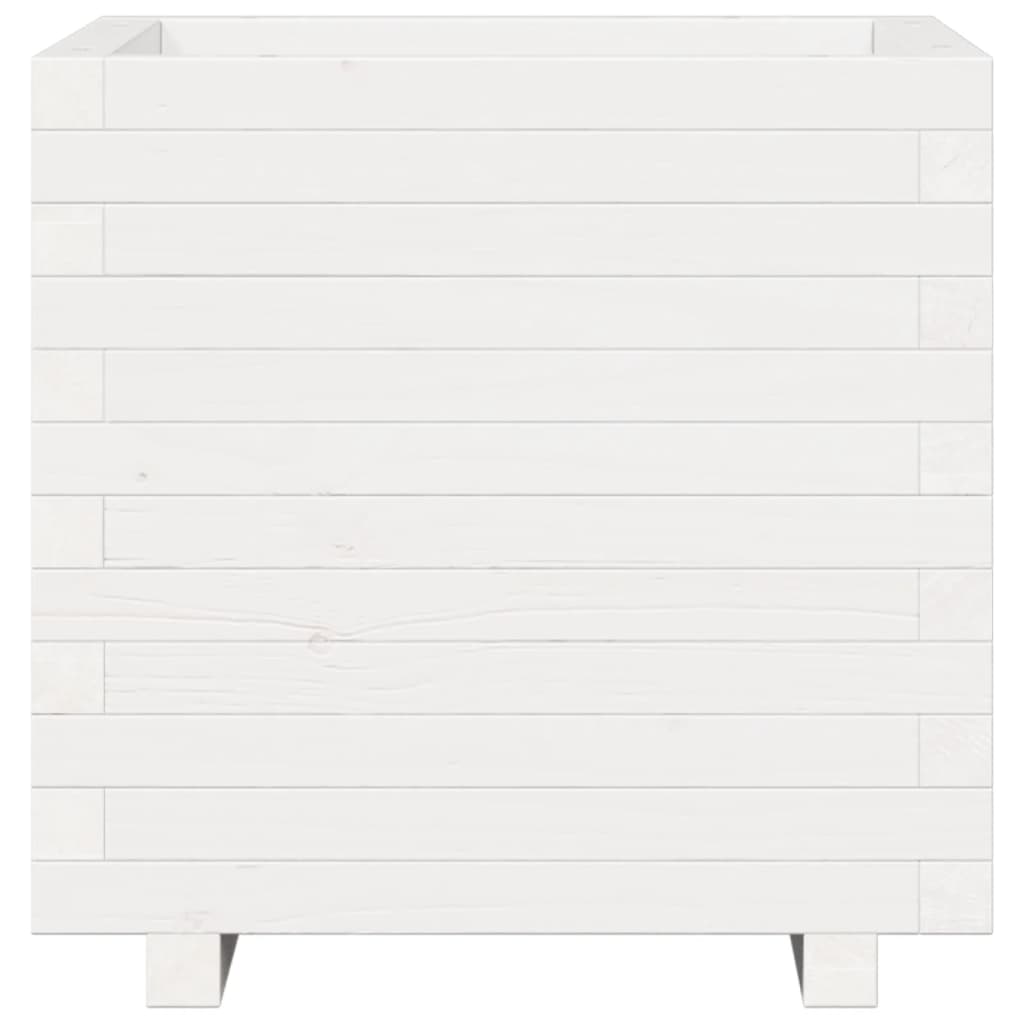 Fioriera Da Giardino Bianca 50X50X49,5Cm Legno Massello Di Pino Pino Naturale