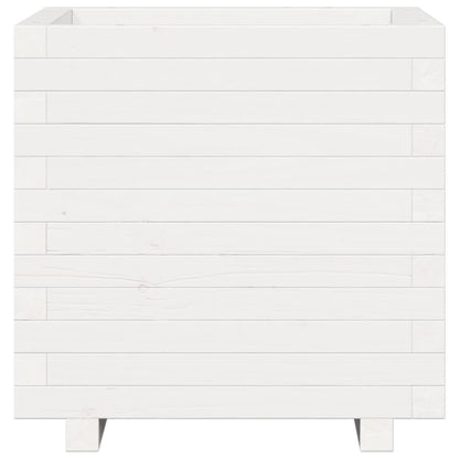 Fioriera Da Giardino Bianca 50X50X49,5Cm Legno Massello Di Pino Pino Naturale