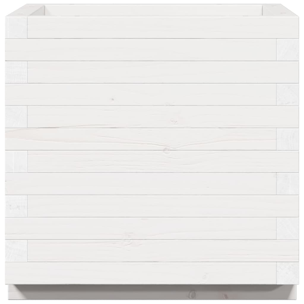 Fioriera Da Giardino Bianca 50X50X49,5Cm Legno Massello Di Pino Pino Naturale