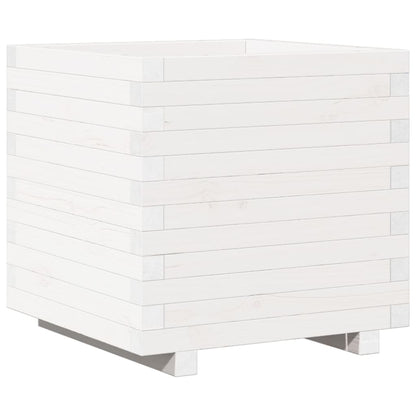Fioriera Da Giardino Bianca 50X50X49,5Cm Legno Massello Di Pino Pino Naturale