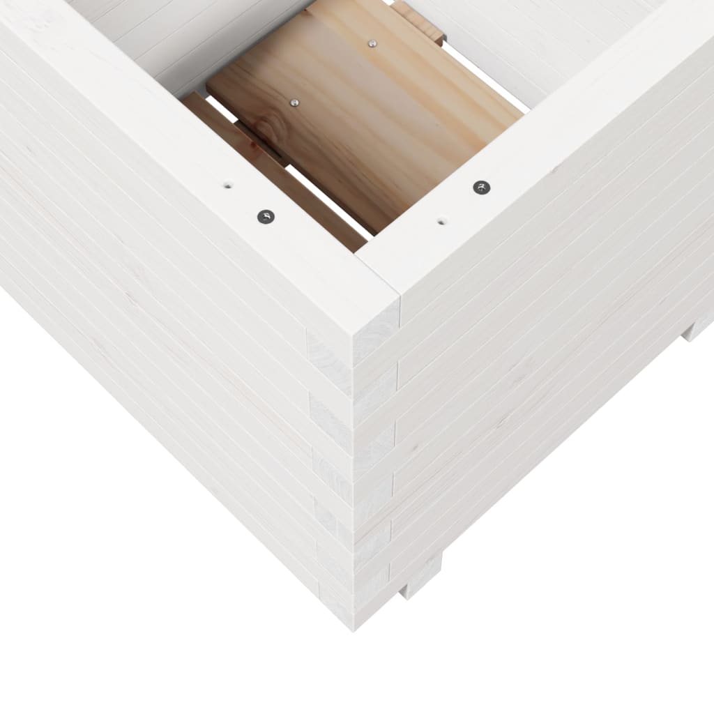 Fioriera Da Giardino Bianca 50X50X49,5Cm Legno Massello Di Pino Pino Naturale
