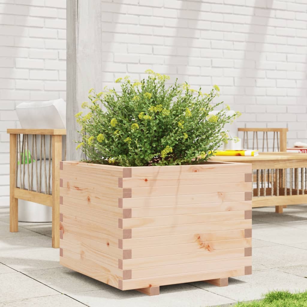 Fioriera Da Giardino 60X60X49,5 Cm In Legno Massello Di Pino Cera Marrone