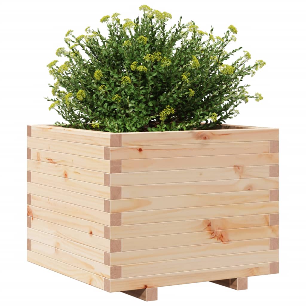 Fioriera Da Giardino 60X60X49,5 Cm In Legno Massello Di Pino Cera Marrone