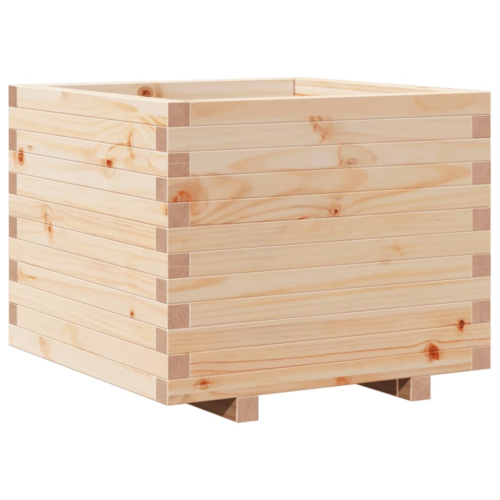 Fioriera Da Giardino 60X60X49,5 Cm In Legno Massello Di Pino Cera Marrone