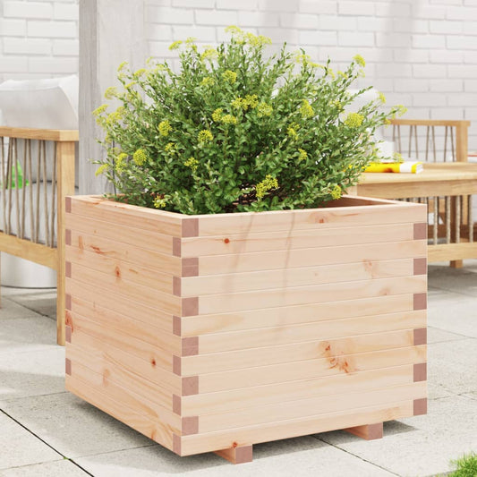 Fioriera Da Giardino 60X60X49,5 Cm In Legno Massello Di Pino Cera Marrone