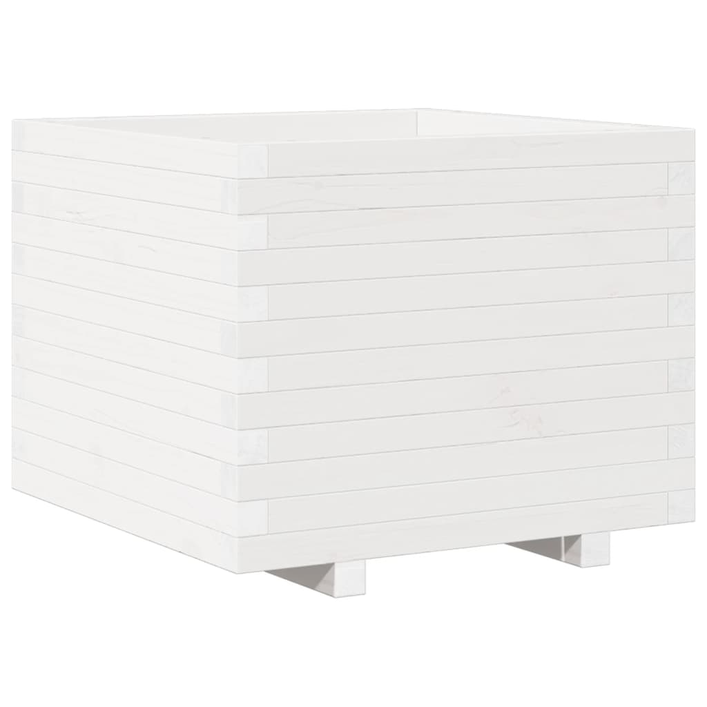 Fioriera Da Giardino Bianca 60X60X49,5Cm Legno Massello Di Pino Douglas Naturale