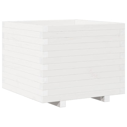 Fioriera Da Giardino Bianca 60X60X49,5Cm Legno Massello Di Pino Douglas Naturale