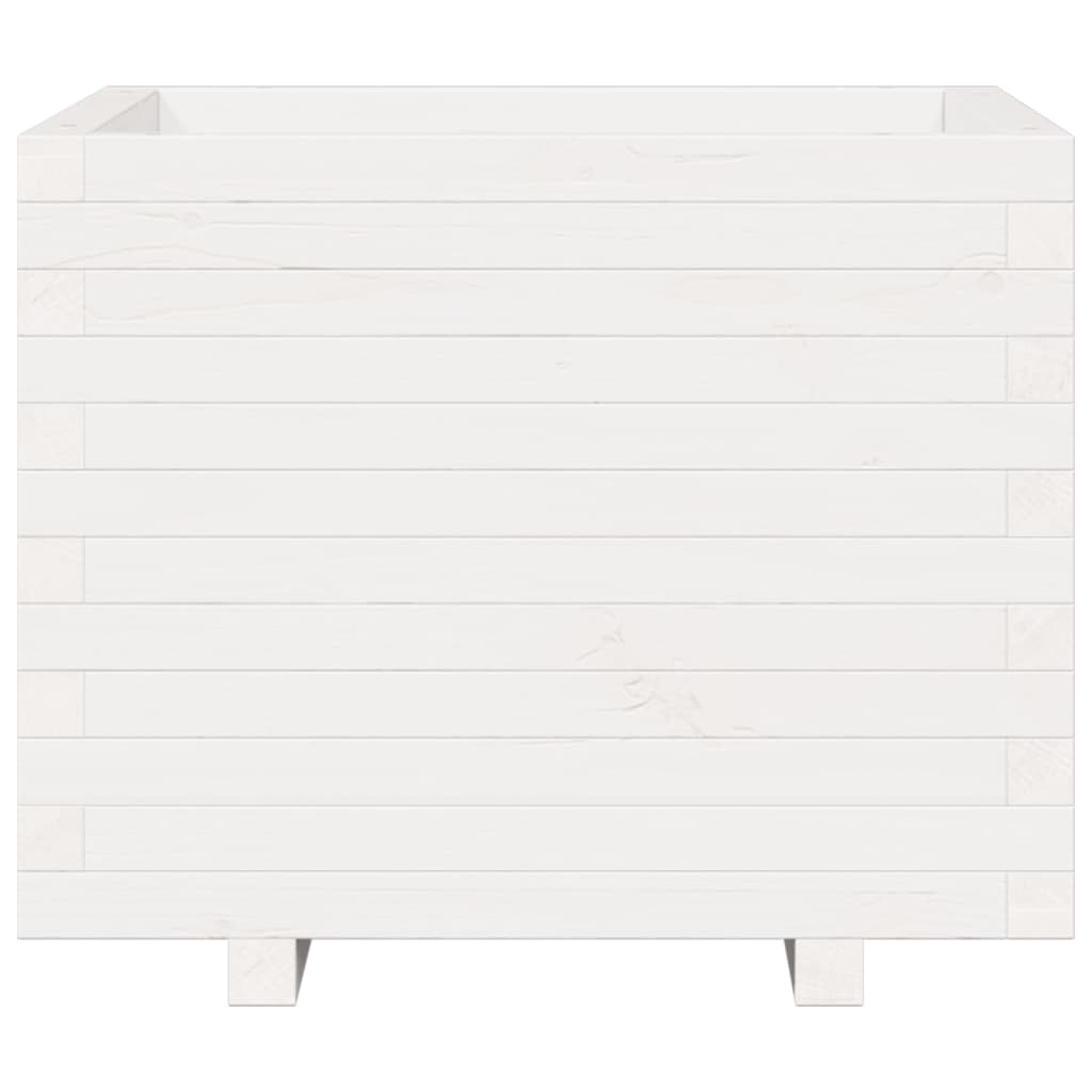 Fioriera Da Giardino Bianca 60X60X49,5Cm Legno Massello Di Pino Douglas Naturale