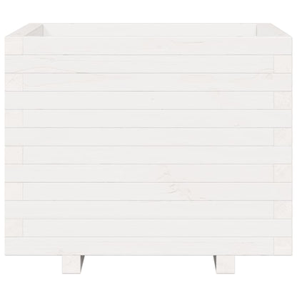 Fioriera Da Giardino Bianca 60X60X49,5Cm Legno Massello Di Pino Douglas Naturale