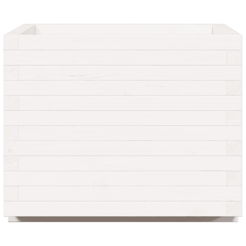 Fioriera Da Giardino Bianca 60X60X49,5Cm Legno Massello Di Pino Douglas Naturale