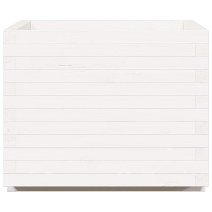 Fioriera Da Giardino Bianca 60X60X49,5Cm Legno Massello Di Pino Douglas Naturale