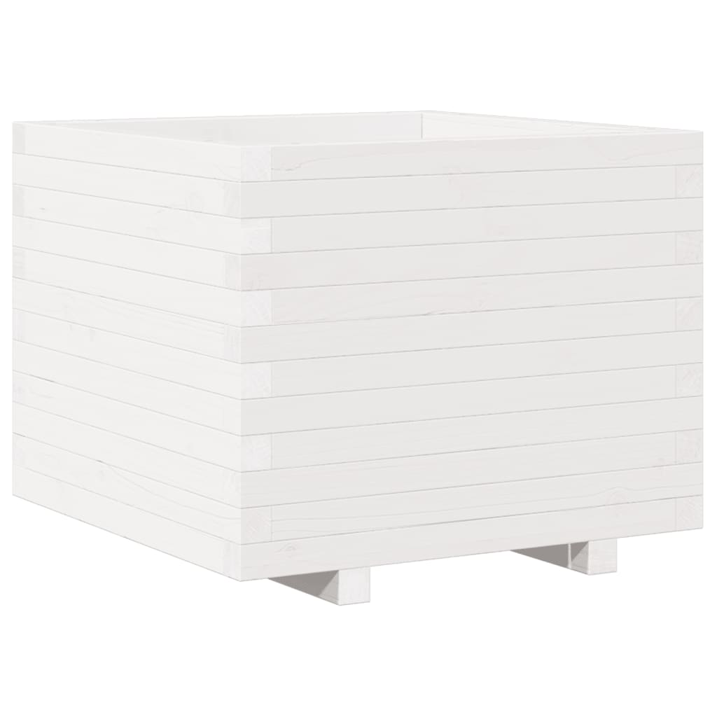 Fioriera Da Giardino Bianca 60X60X49,5Cm Legno Massello Di Pino Douglas Naturale