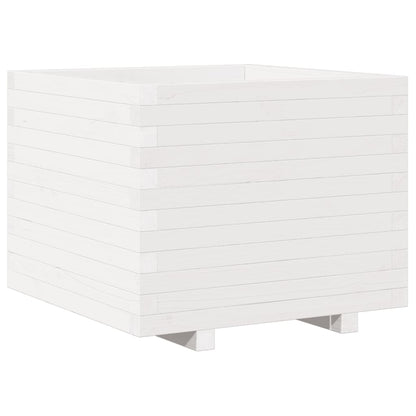 Fioriera Da Giardino Bianca 60X60X49,5Cm Legno Massello Di Pino Douglas Naturale