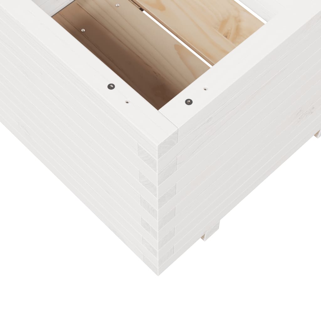 Fioriera Da Giardino Bianca 60X60X49,5Cm Legno Massello Di Pino Douglas Naturale