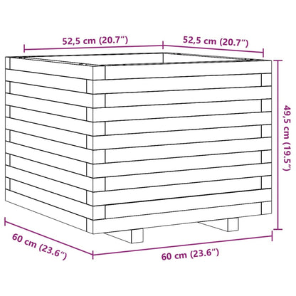 Fioriera Da Giardino Bianca 60X60X49,5Cm Legno Massello Di Pino Douglas Naturale