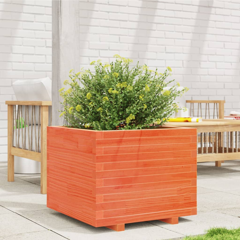 Fioriera Giardino Marrone Cera 60X60X49,5Cm Legno Massello Pino Pino Naturale