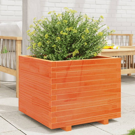 Fioriera Giardino Marrone Cera 60X60X49,5Cm Legno Massello Pino Pino Naturale