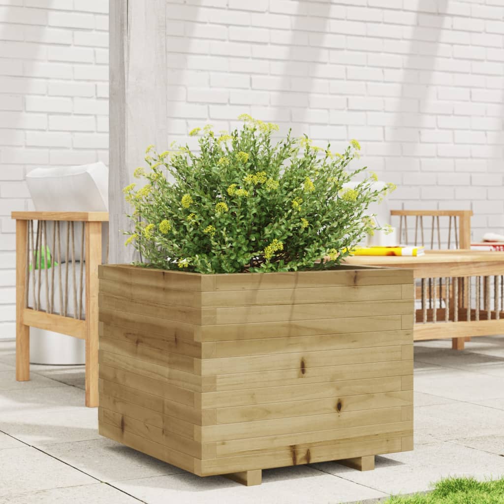 Fioriera Da Giardino 60X60X49,5 Cm In Legno Di Pino Impregnato Pino Naturale