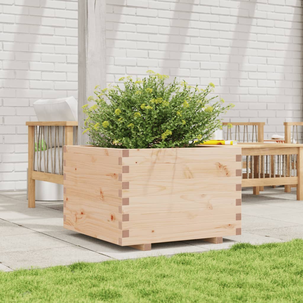 Fioriera Da Giardino 70X70X49,5 Cm In Legno Massello Di Pino Bianco