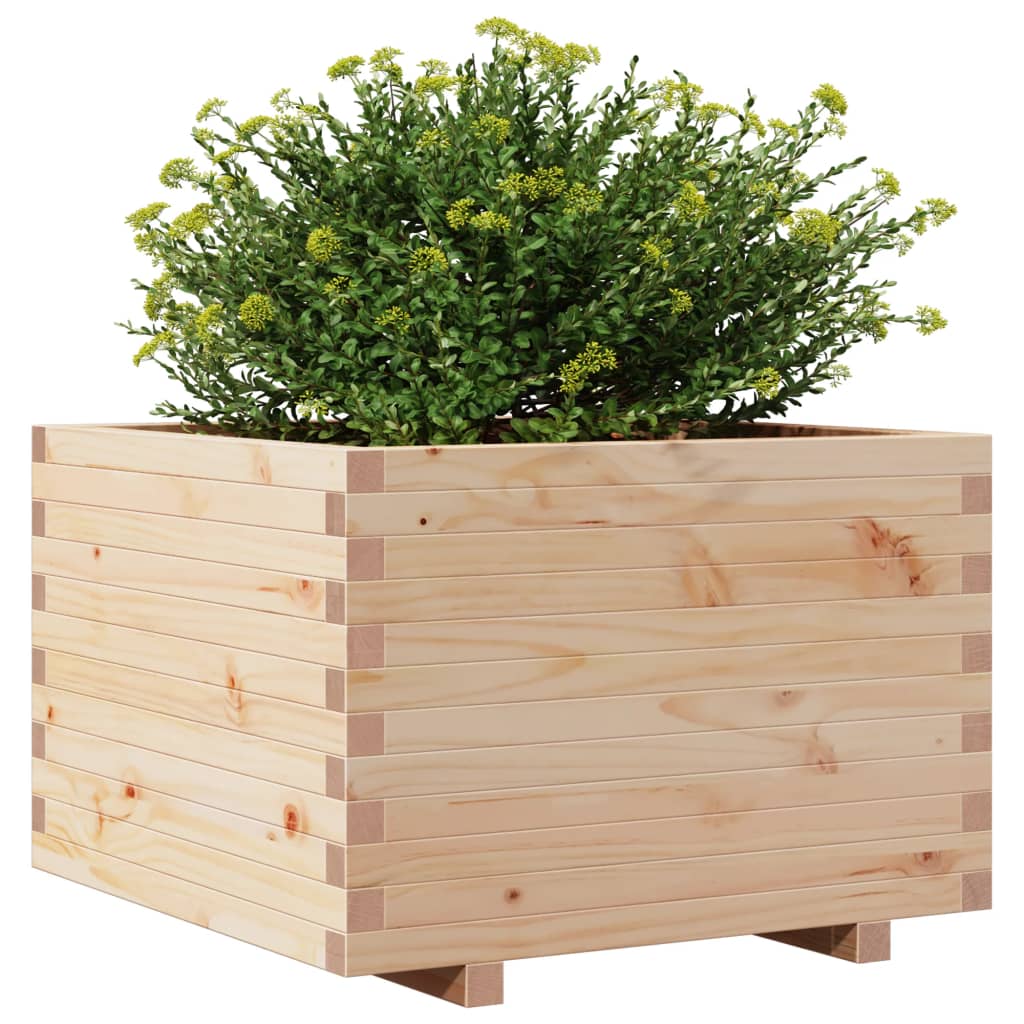 Fioriera Da Giardino 70X70X49,5 Cm In Legno Massello Di Pino Bianco
