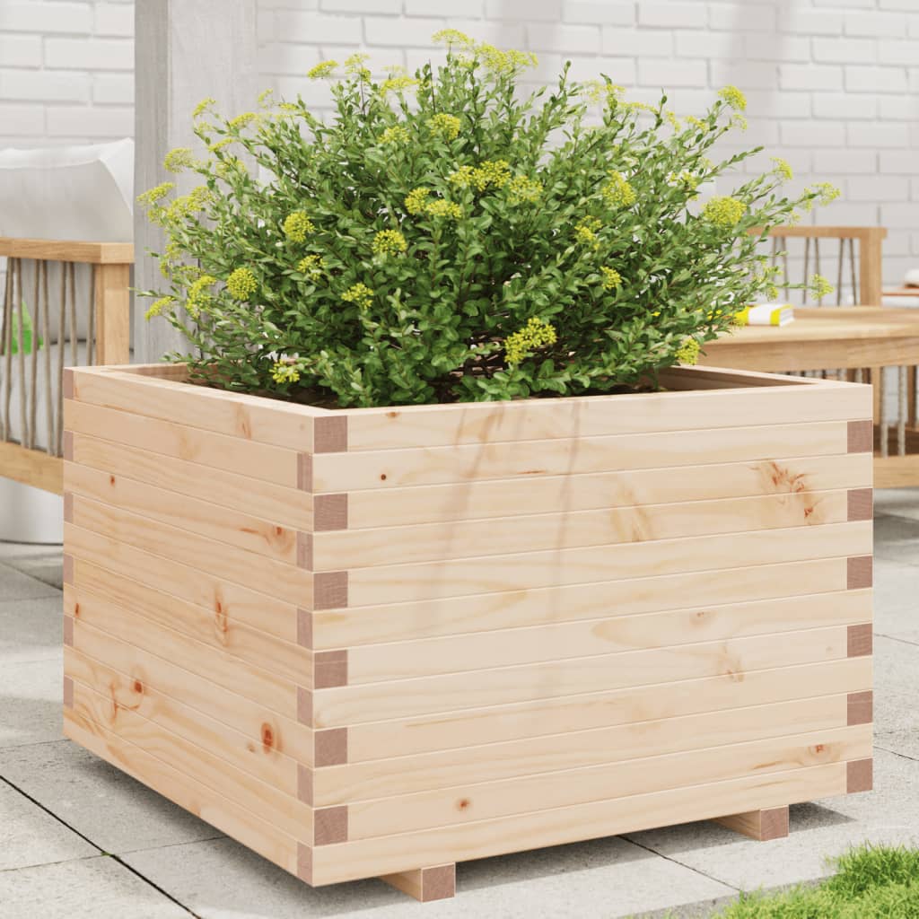 Fioriera Da Giardino 70X70X49,5 Cm In Legno Massello Di Pino Bianco