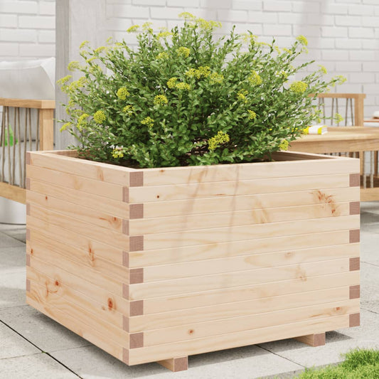 Fioriera Da Giardino 70X70X49,5 Cm In Legno Massello Di Pino Bianco